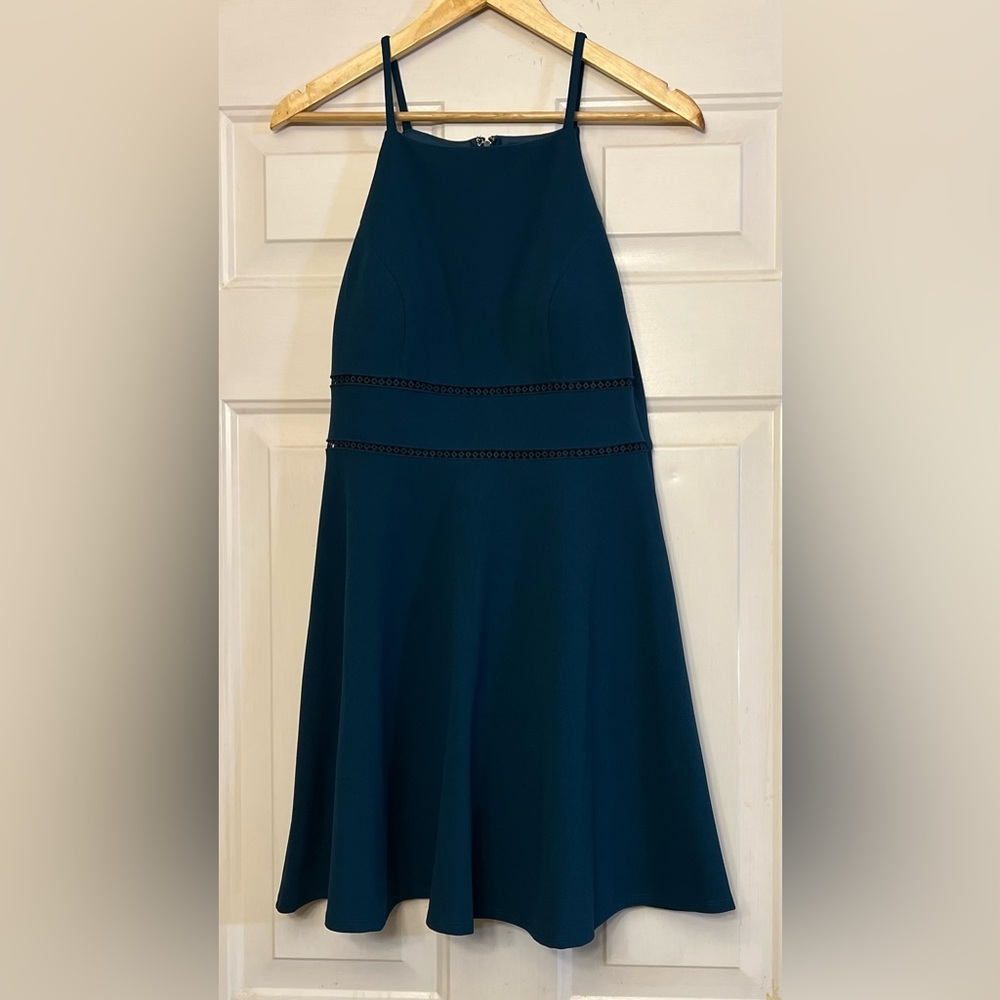 ✨ Francesca’s Trixxi Teal Skater Dress - High Neck - Spaghetti Straps